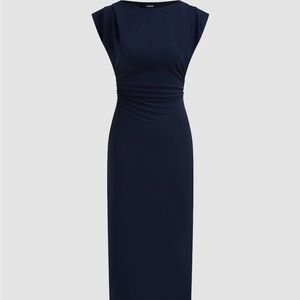 Navy Boatneck Midi Dress